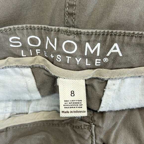 SONOMA LIFE + STYLE Capri Pants 8 Beige Khaki Modern Fit Cargo Cotton Stretch - Picture 3 of 15